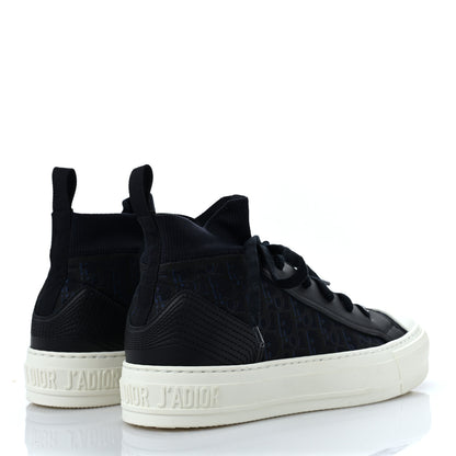 Christian Dior Technical Canvas Mesh Calfskin Womens Oblique Walk'n Dior High Top Sneakers 35 Deep Blue 4 of 6