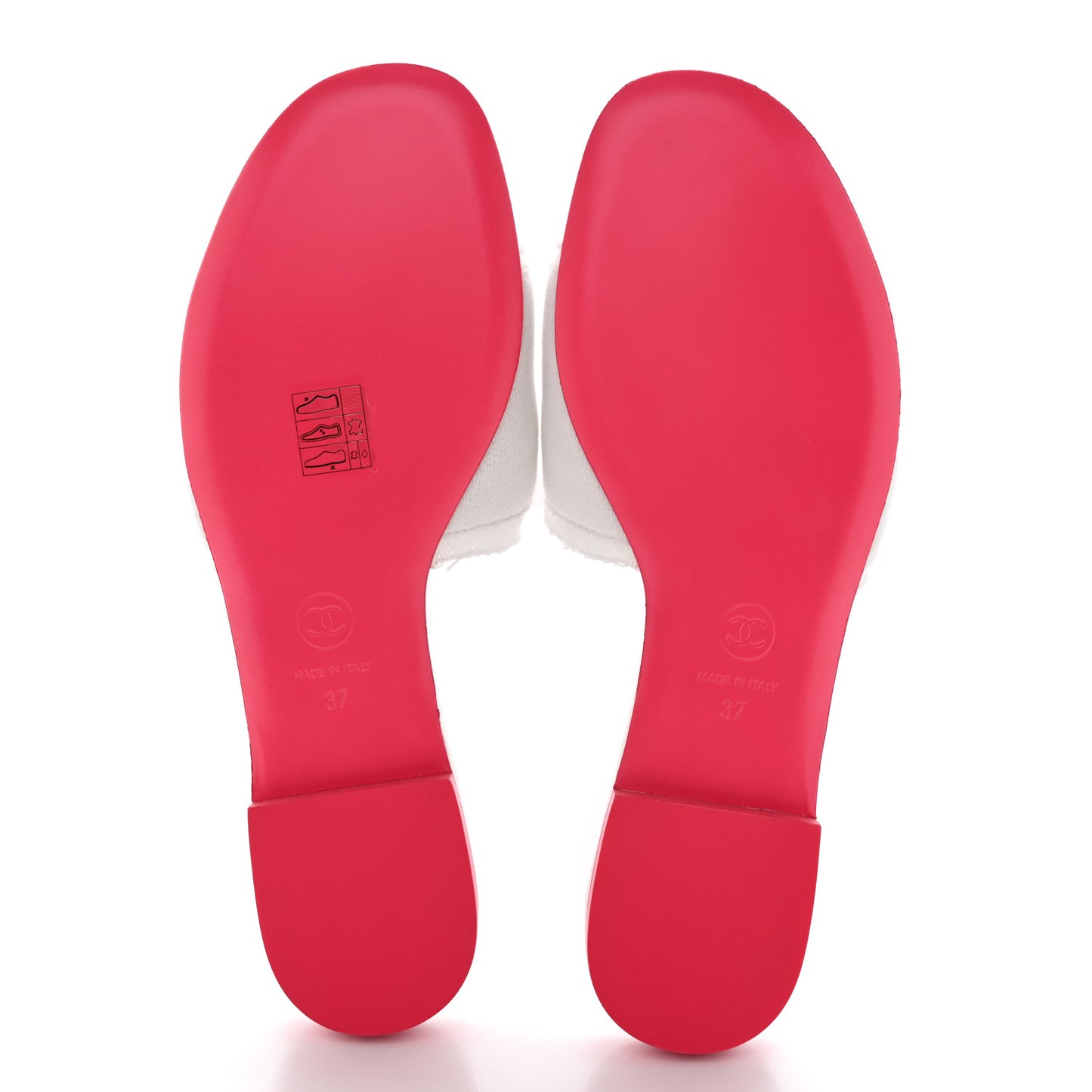 Jersey Knit CC Mules White 37 Fuchsia