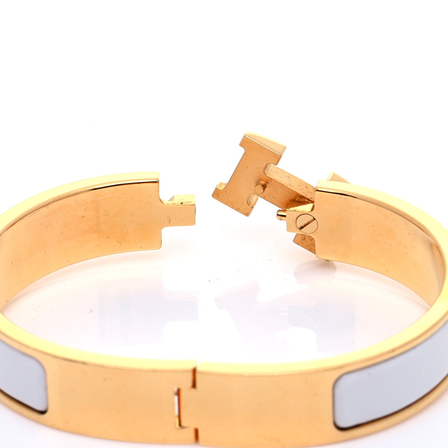 Enamel Narrow Clic Clac H Bracelet PM White