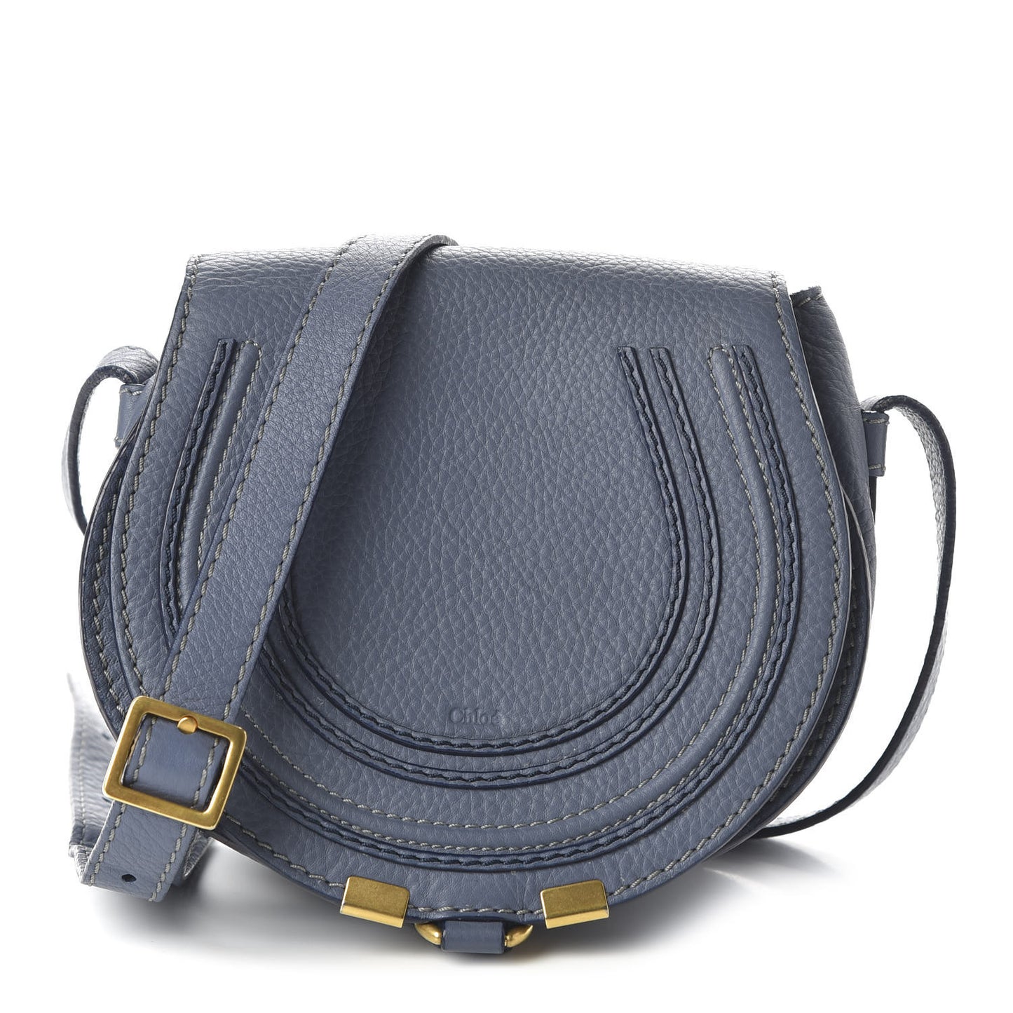 Calfskin Mini Marcie Round Crossbody Street Blue