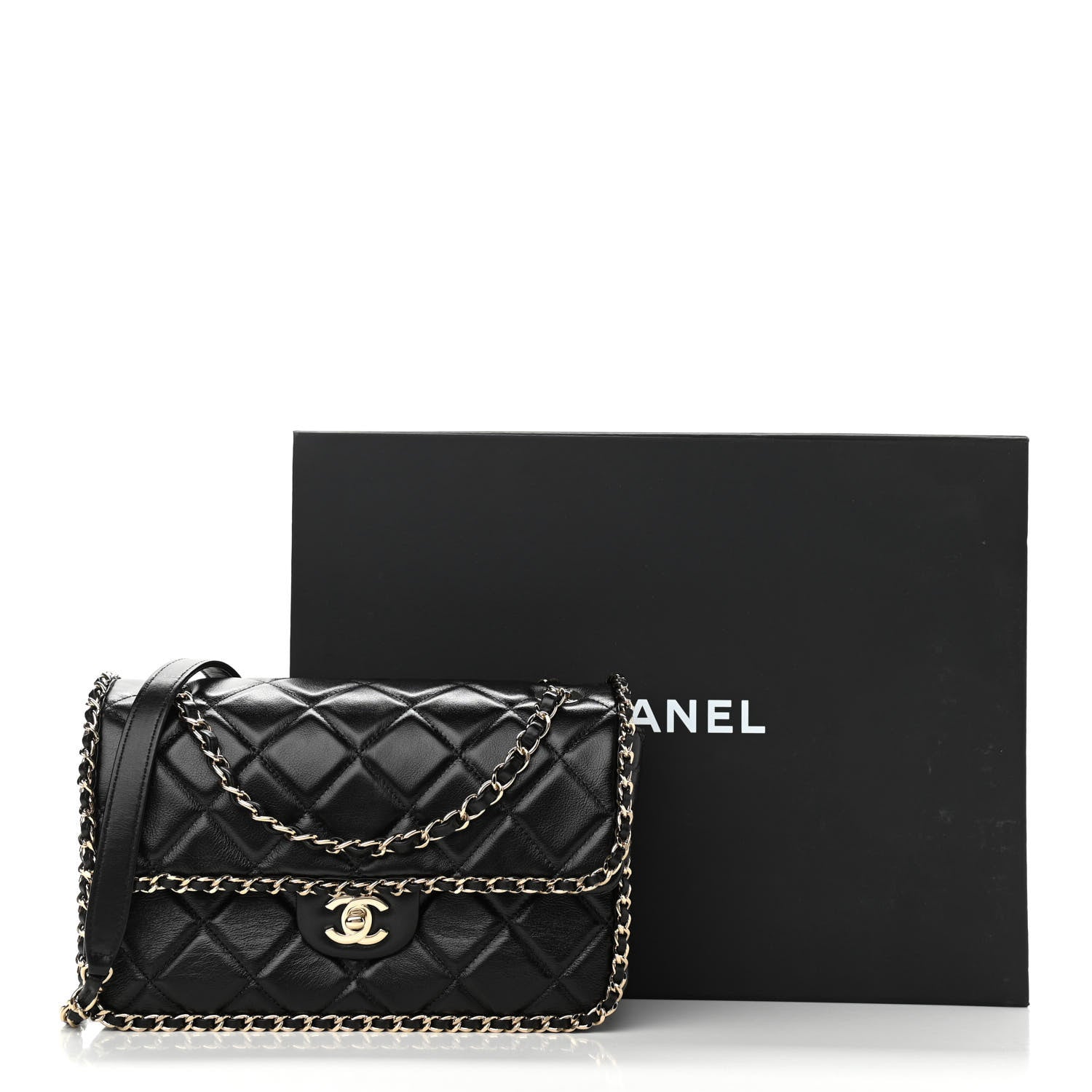 Chanel Crumpled Calfskin Medium Chain All Over Flap Black 11 of 11