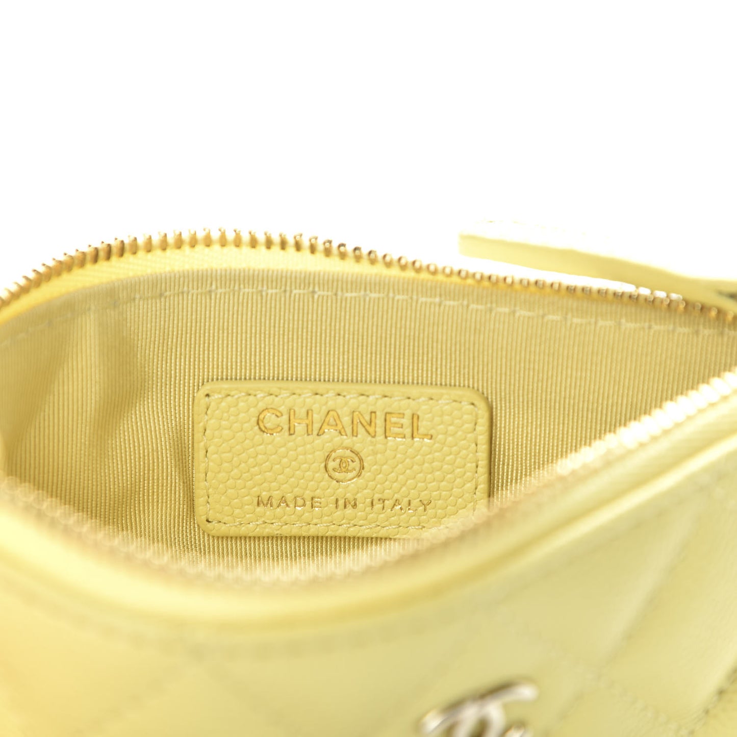 Caviar Quilted Small Pouch Light Yellow