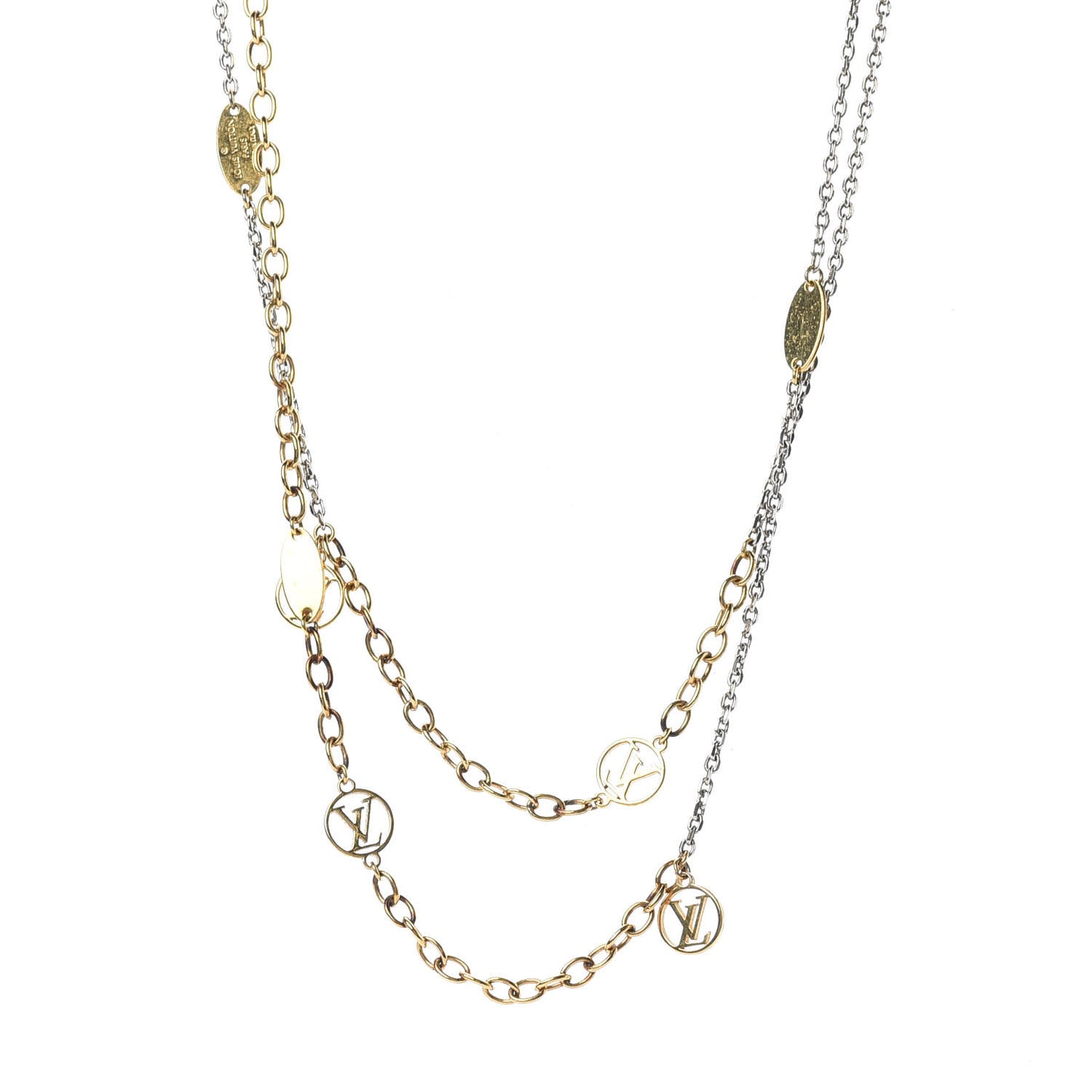 Logomania Sautoir Necklace Silver Gold