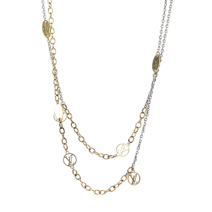 Louis Vuitton Logomania Sautoir Necklace Silver Gold 1 of 6