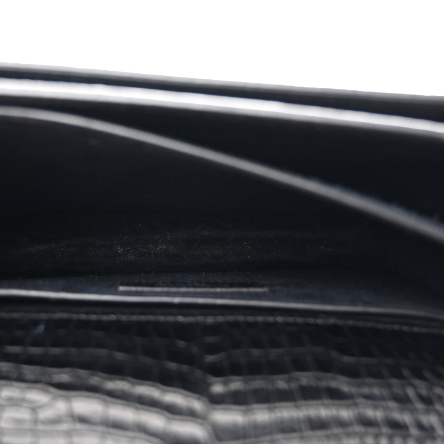 Calfskin Crocodile Embossed Medium Monogram Sunset Black