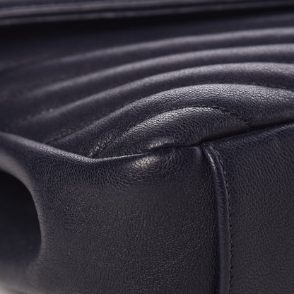 Saint Laurent Sheepskin Matelasse Chevron Monogram Medium College Bag Deep Marine 10 of 27