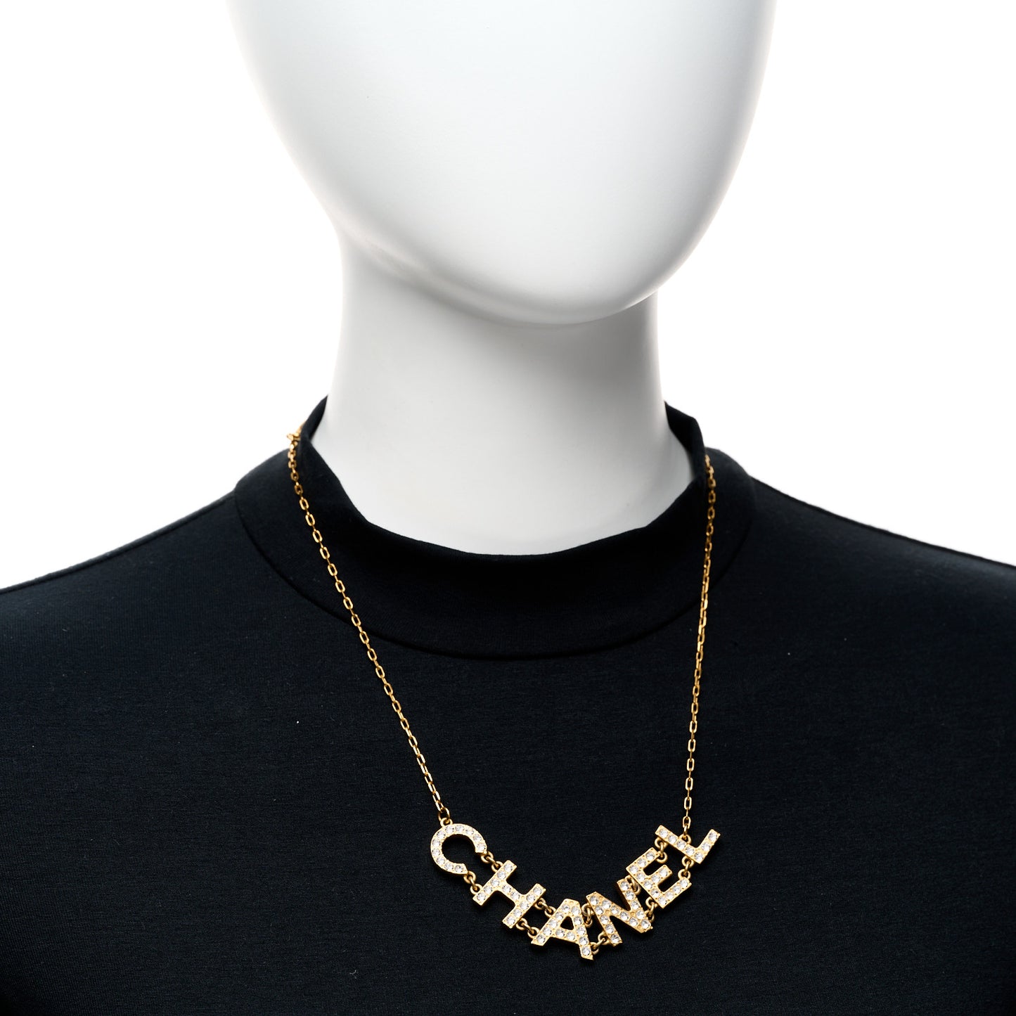 Metal Crystal 90's Icon Logo Necklace Gold