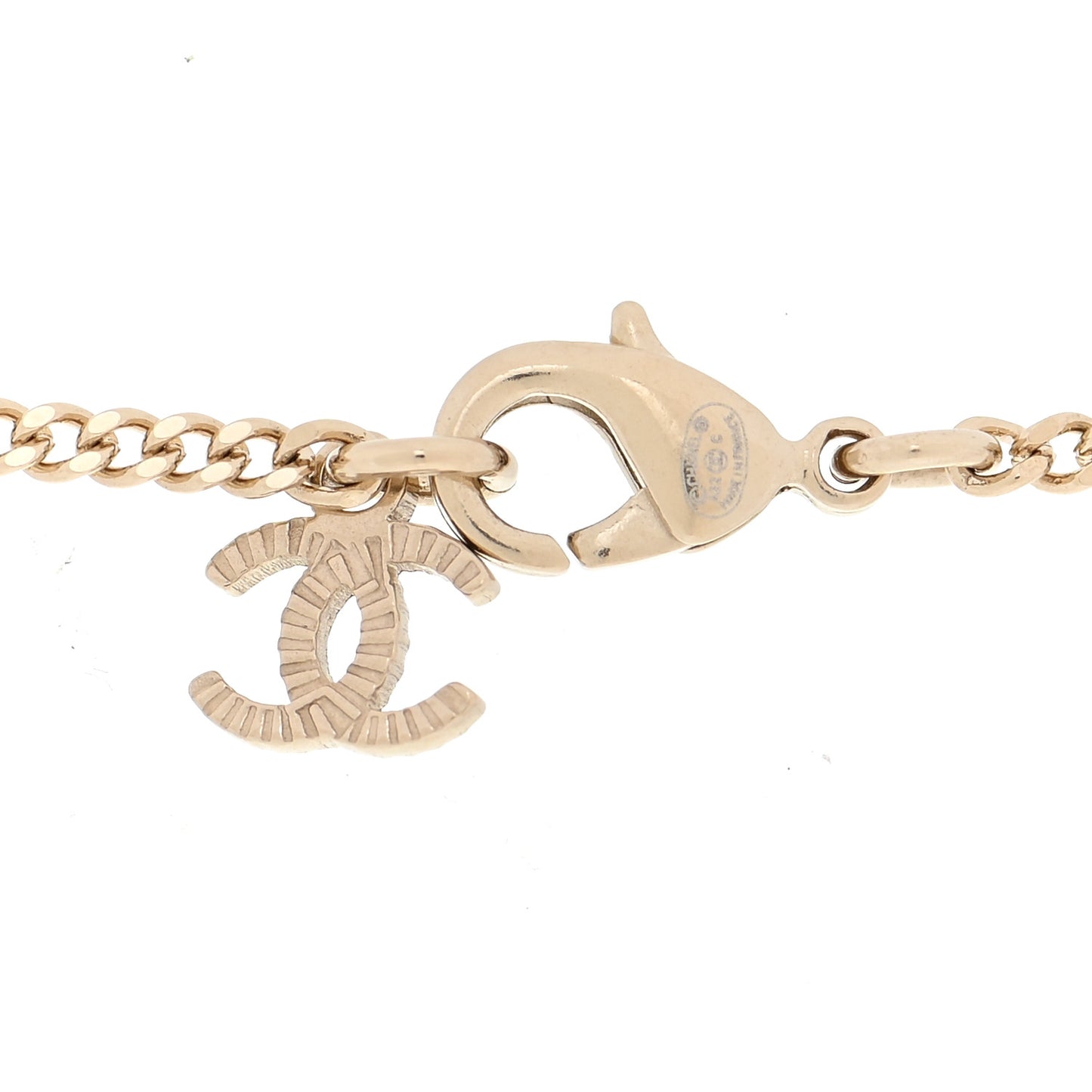 Baguette Crystal Logo CC Chain Necklace Gold