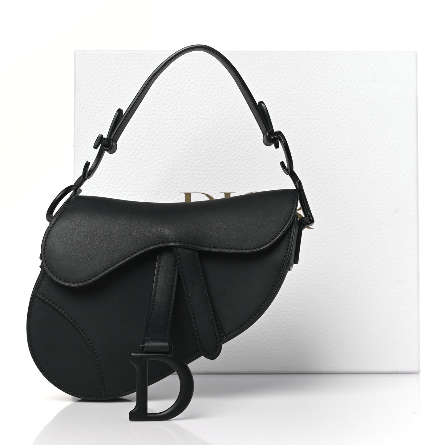 Ultra Matte Calfskin Mini Saddle Bag Black