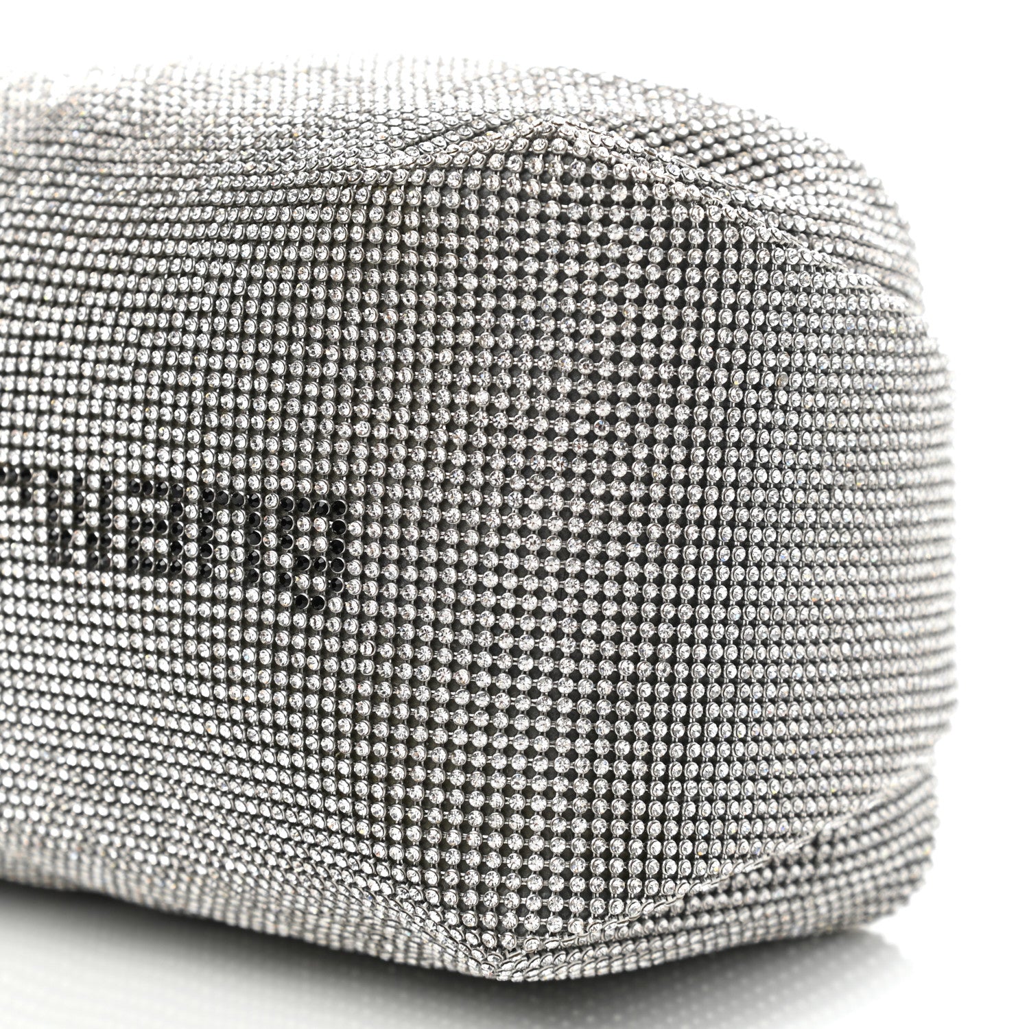 Alexander Wang Mesh Crystal Rhinestone Mini Scrunchie Clutch Black Silver 10 of 10