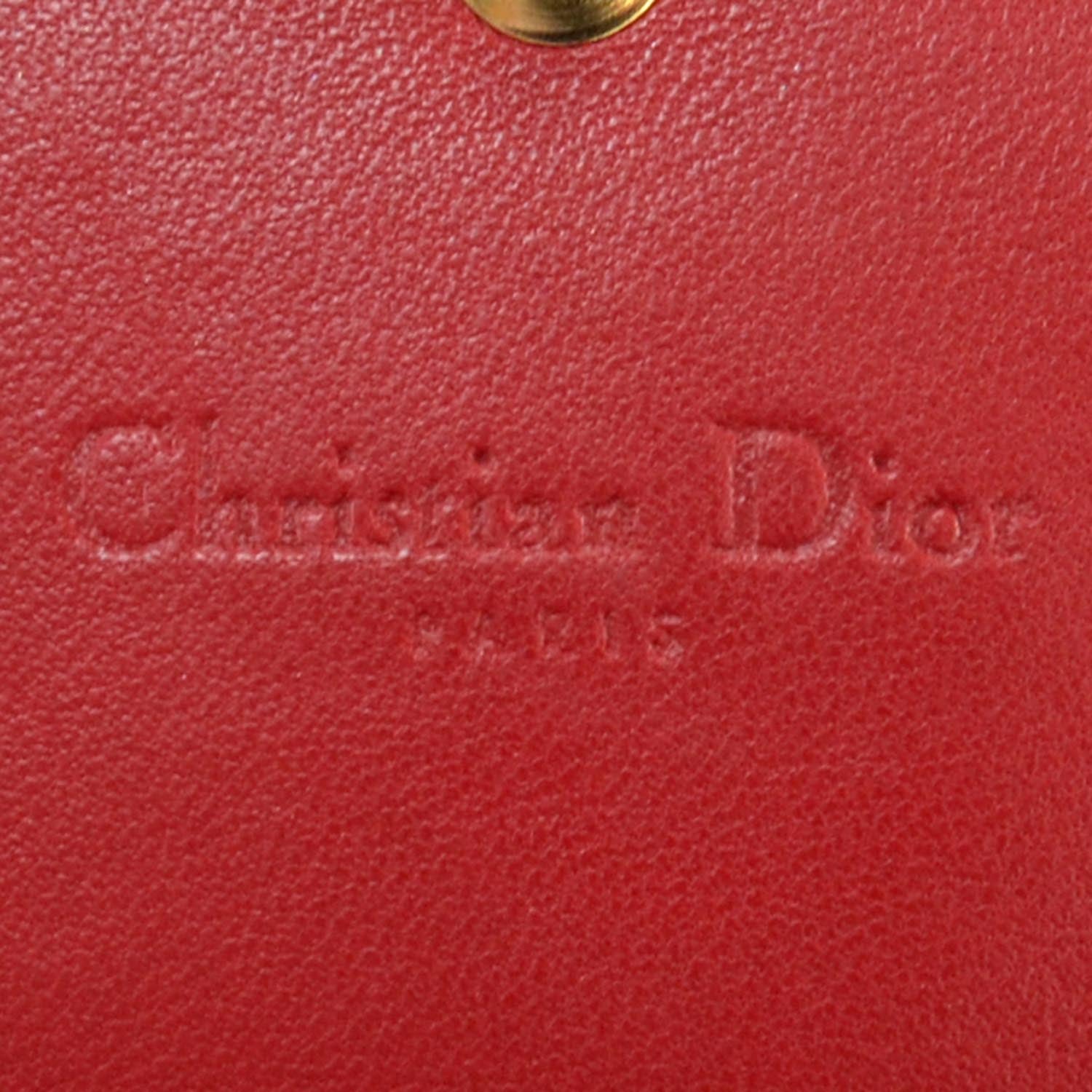 Christian Dior Lambskin Cannage Rendezvous Chain Wallet Red 6 of 7