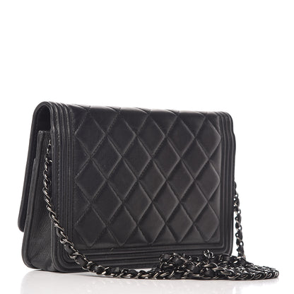 Chanel Lambskin Quilted Boy Wallet On Chain WOC Black 3 of 18