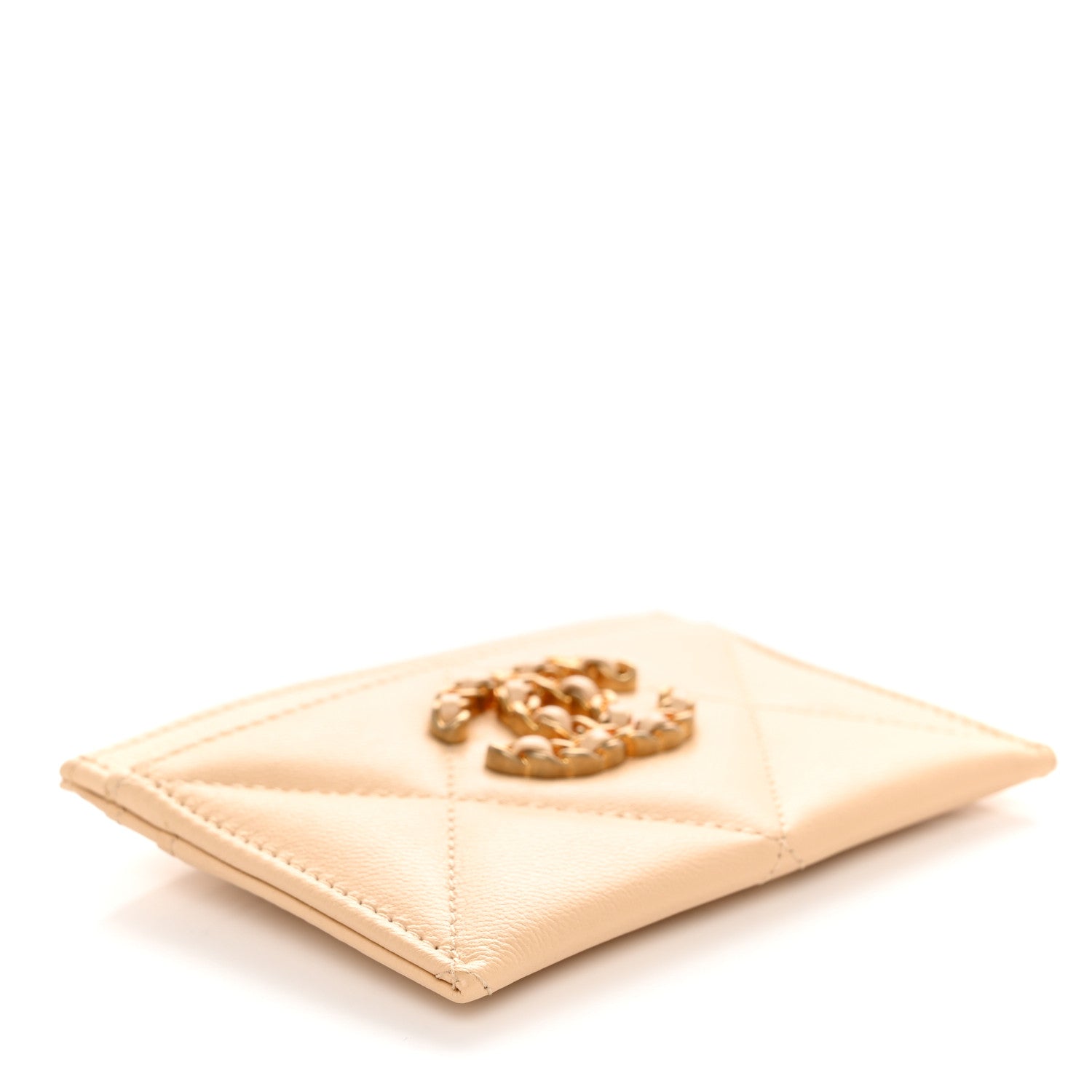 Chanel Lambskin Quilted Chanel 19 Card Holder Beige 4 of 8