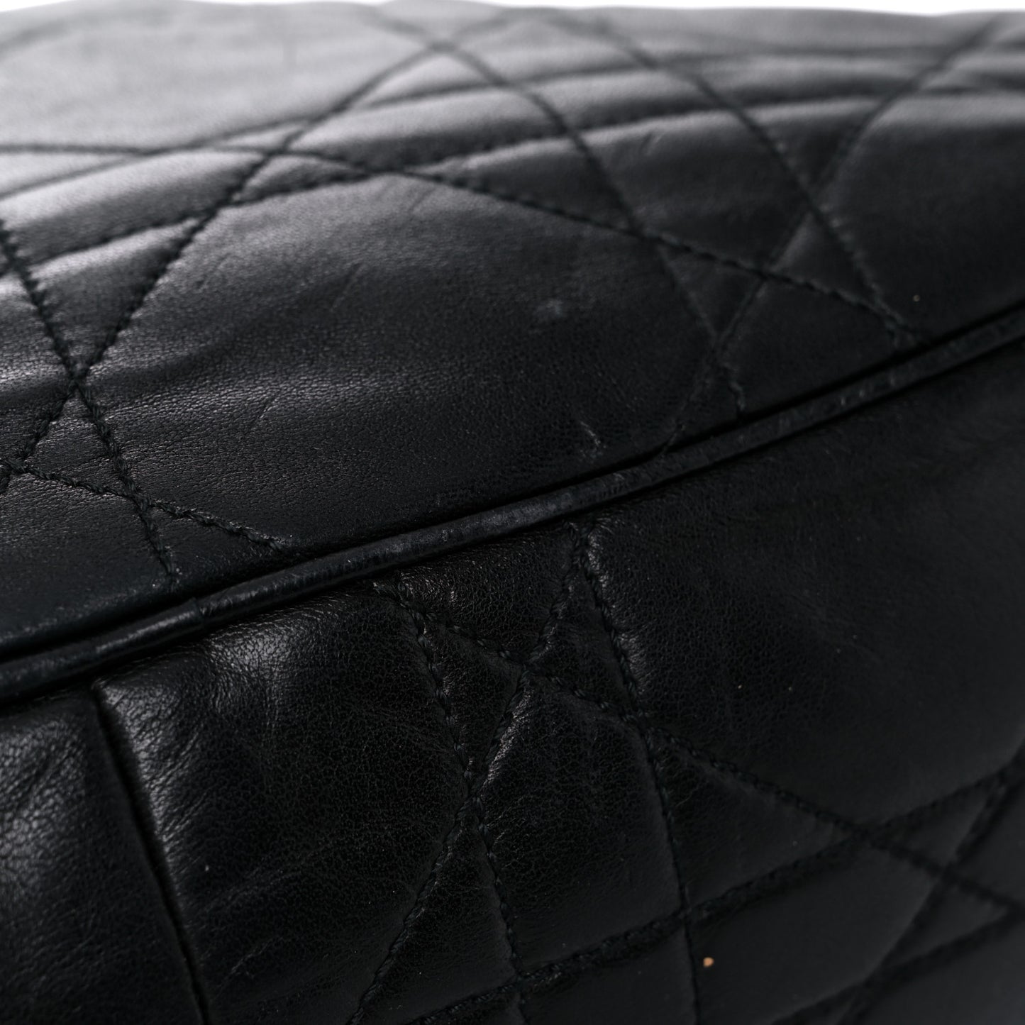 Lambskin Cannage Flap Messenger Bag Black