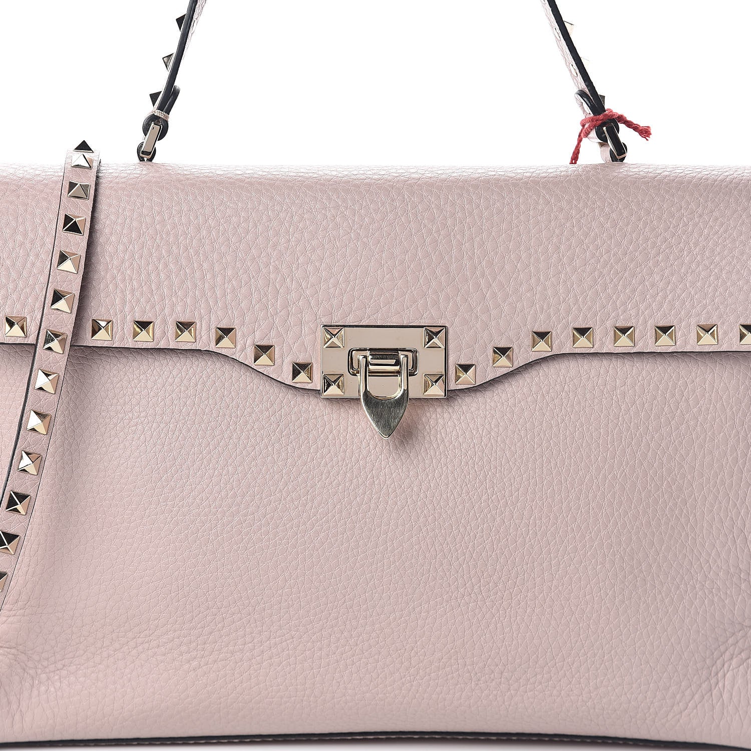 Valentino Garavani Pebbled Calfskin Rockstud Single Handle Flap Bag Poudre 7 of 9