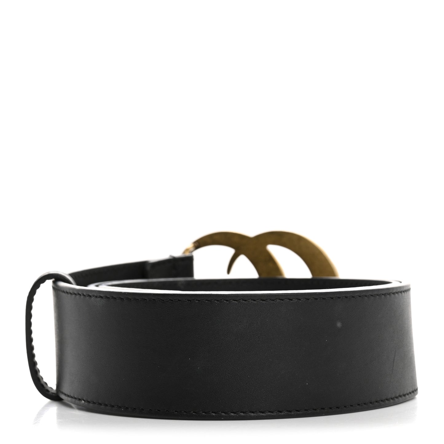 Moon Calfskin Pearl Double G 40mm Belt 75 30 Black Cream