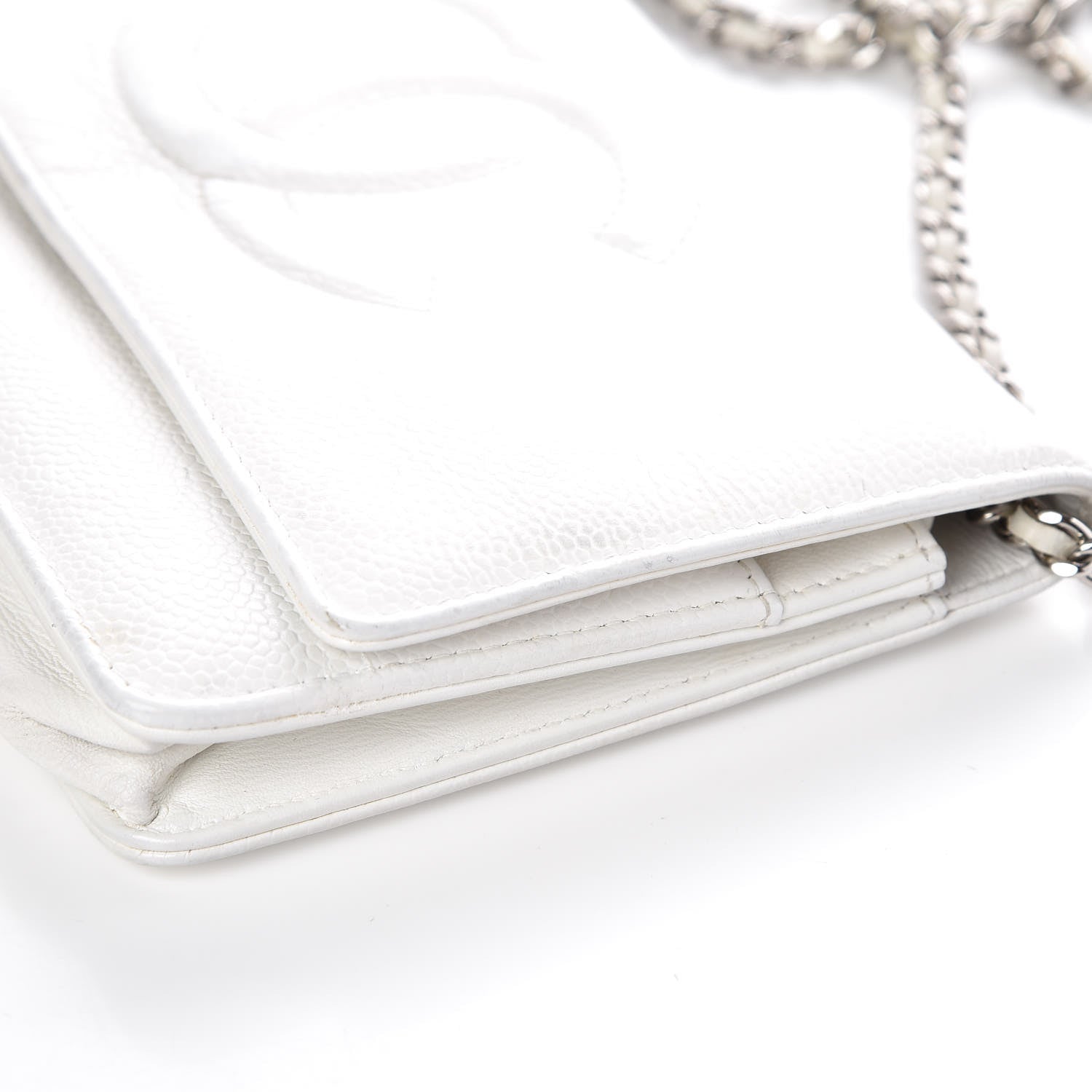 Chanel Caviar Timeless CC Wallet on Chain WOC White 12 of 13