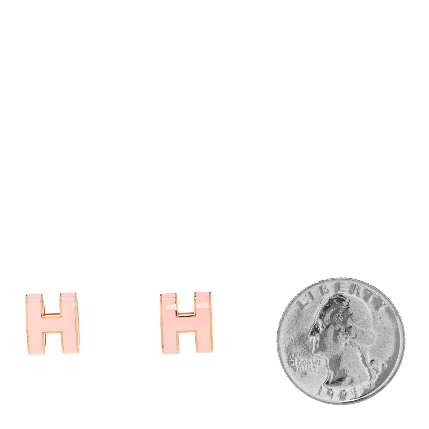 Hermes Rose Gold Lacquered Mini Pop H Earrings Rose Sakura 2 of 5