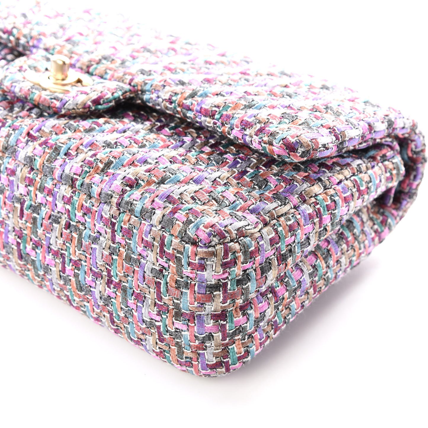 Tweed Quilted Medium Double Flap Burgundy Lilac Multicolor