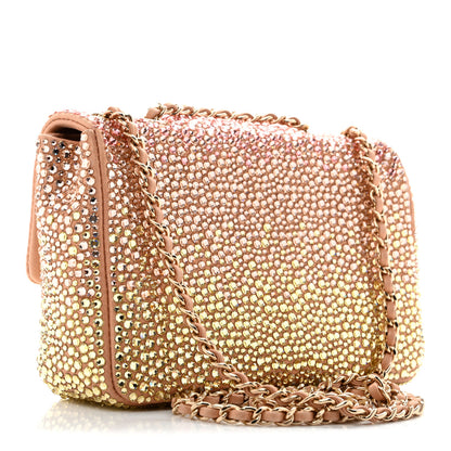 Chanel Suede Calfskin Crystal Mini Flap Pink Golden 2 of 13