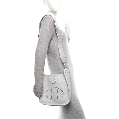 Hermes Taurillon Clemence Evelyne III PM Bleu Pale 2 of 10