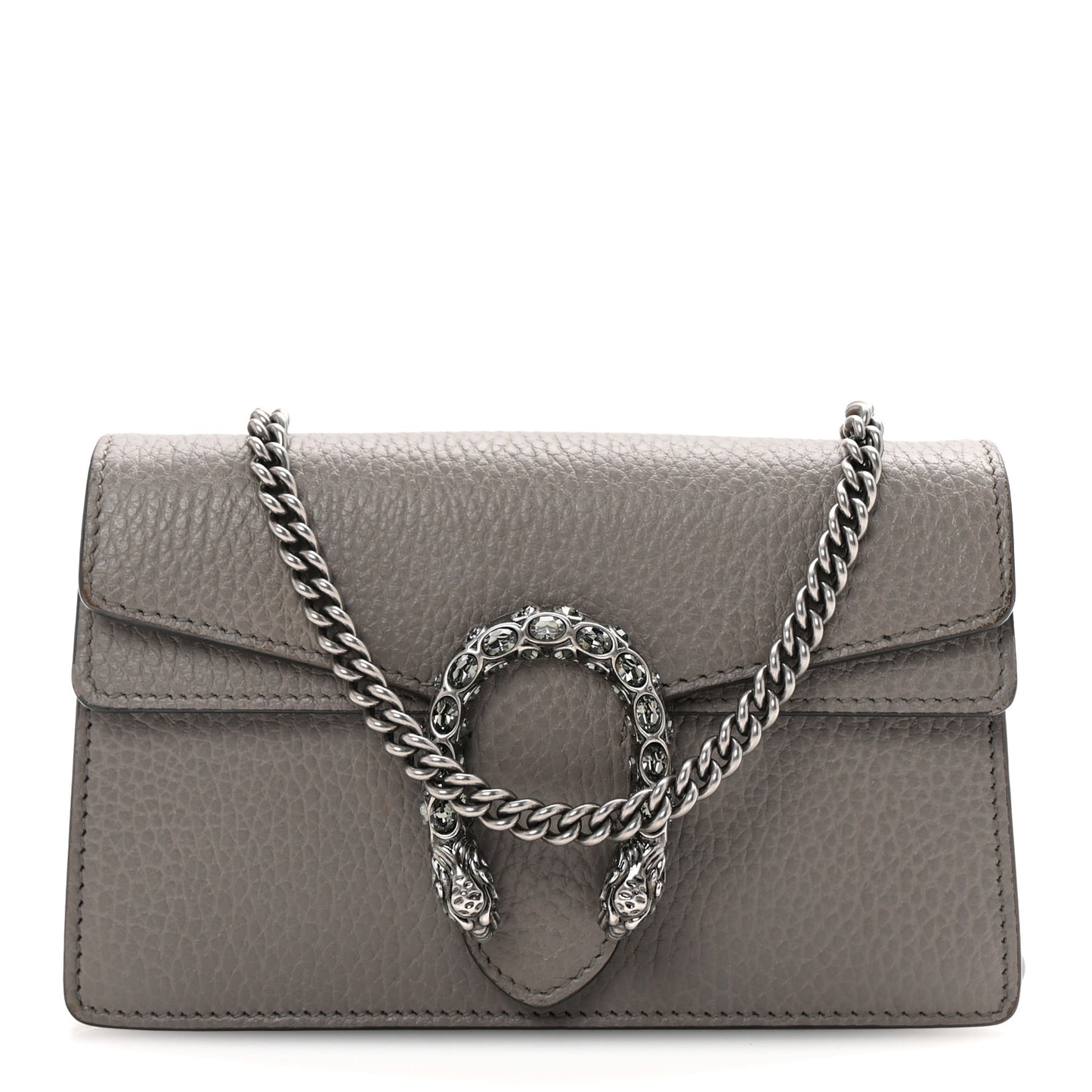 Dollar Calfskin Crystal Super Mini Dionysus Shoulder Bag Dusty Grey Black Diamond
