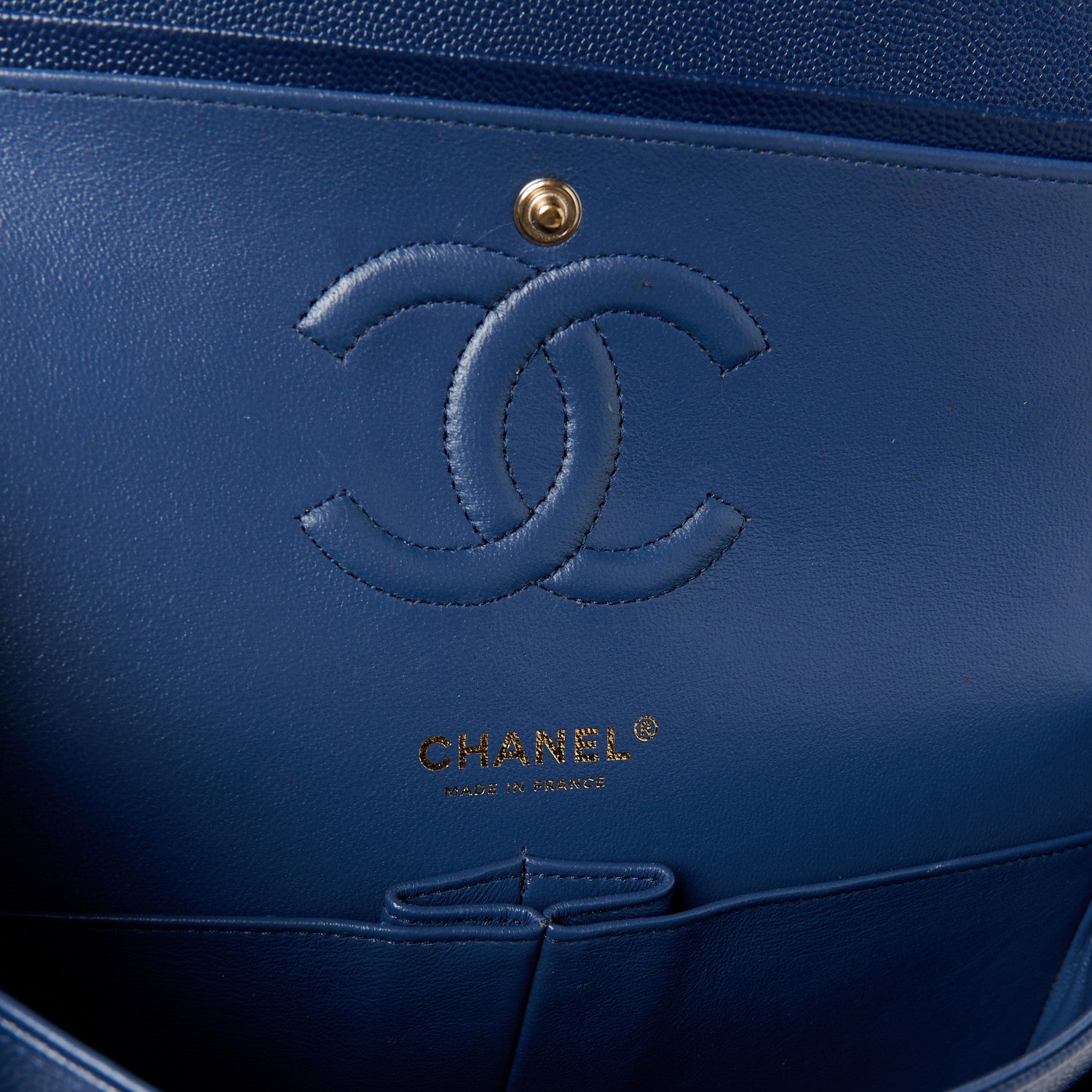 Chanel Caviar Quilted Medium Double Flap Blue 6 of 11