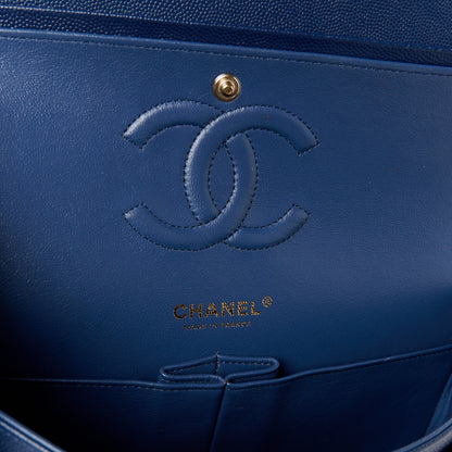Chanel Caviar Quilted Medium Double Flap Blue 6 of 11
