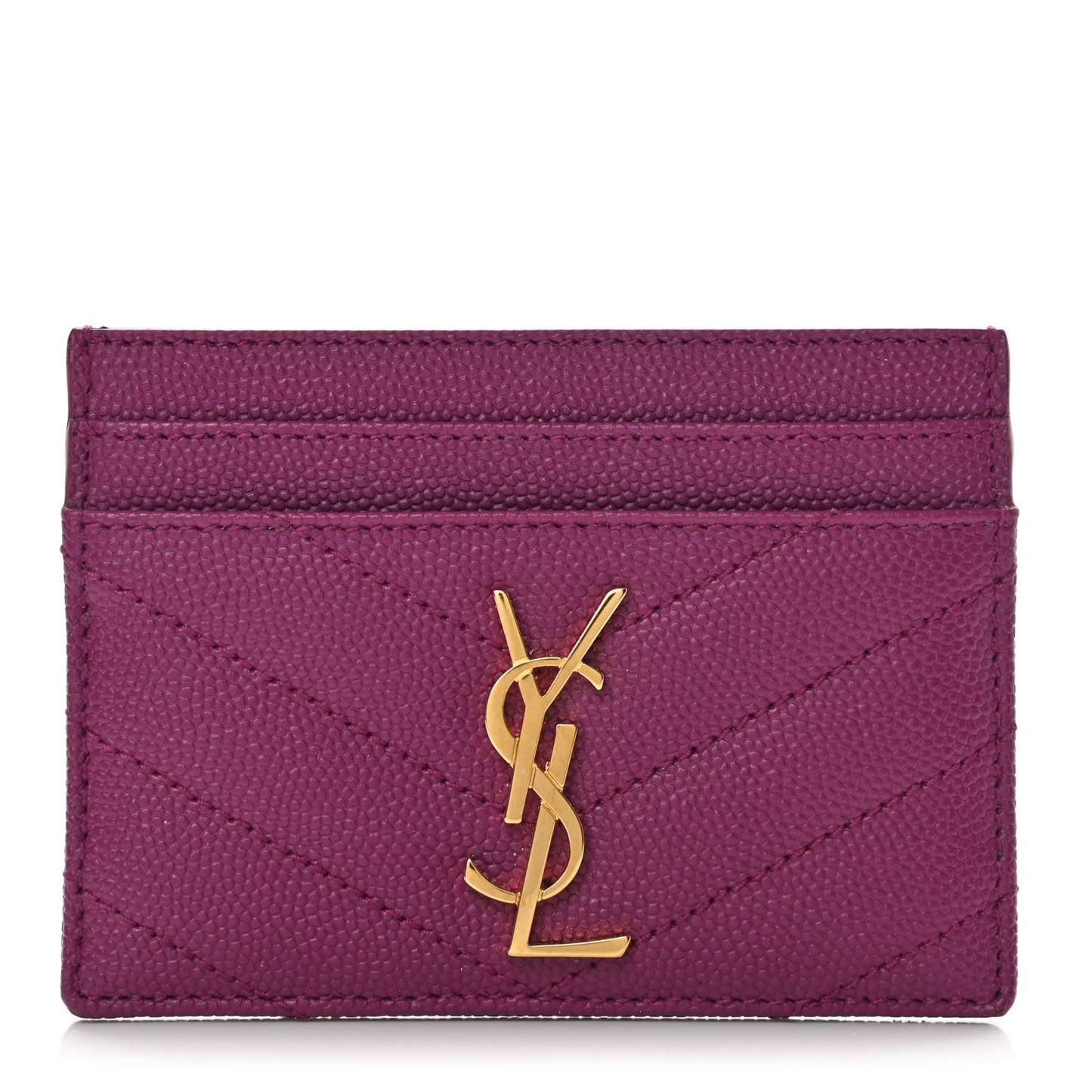 Grain De Poudre Matelasse Chevron Monogram Credit Card Case Dark Grape