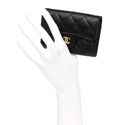 Chanel Caviar Quilted Flap Card Holder Wallet Black 2 of 9