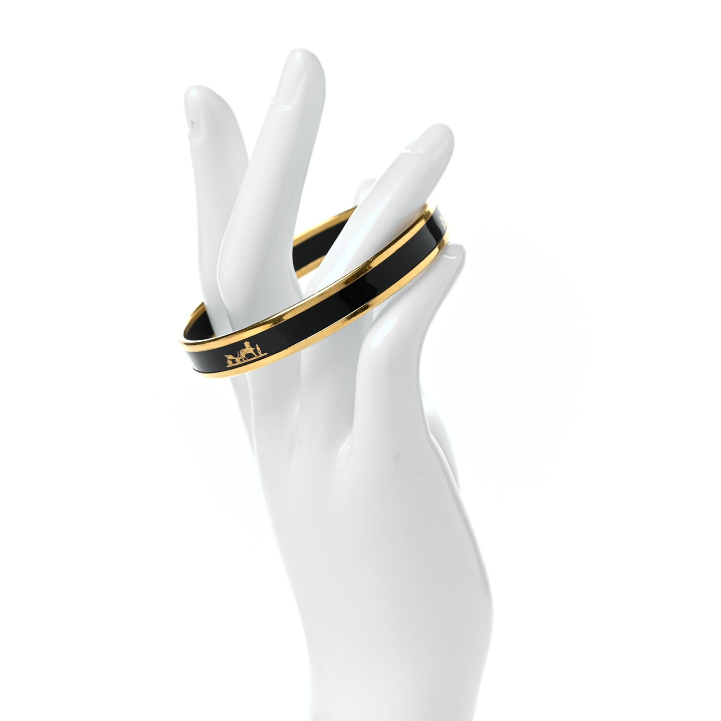Enamel Printed Narrow Caleche Bracelet 62 Black