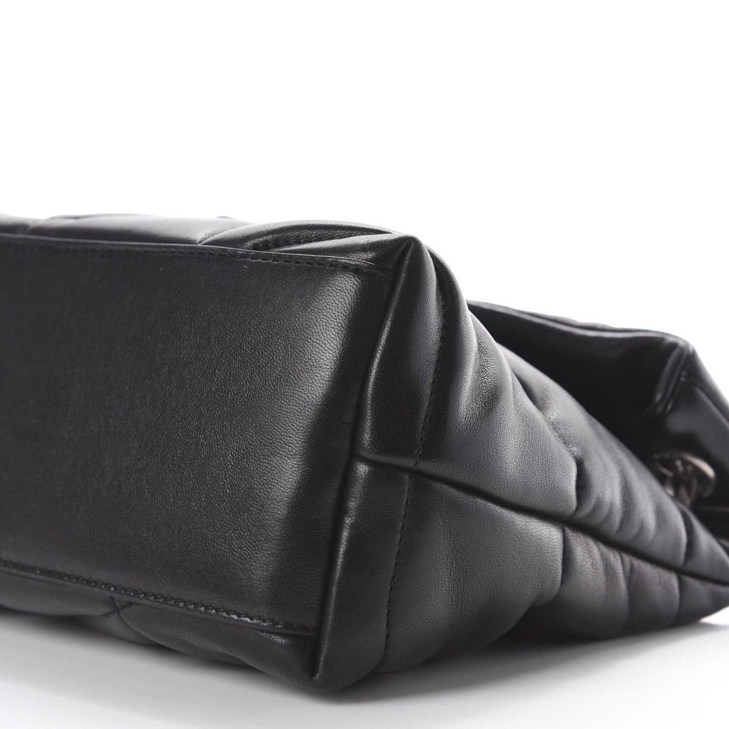 Lambskin Quilted Small Loulou Puffer Monogram Chain Satchel Black