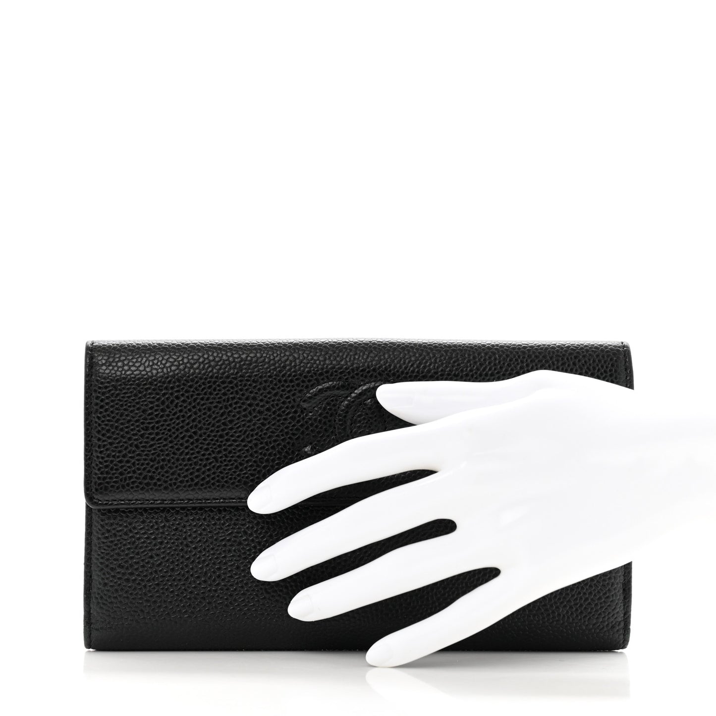 Caviar Timeless CC Large Gusset Flap Wallet Black