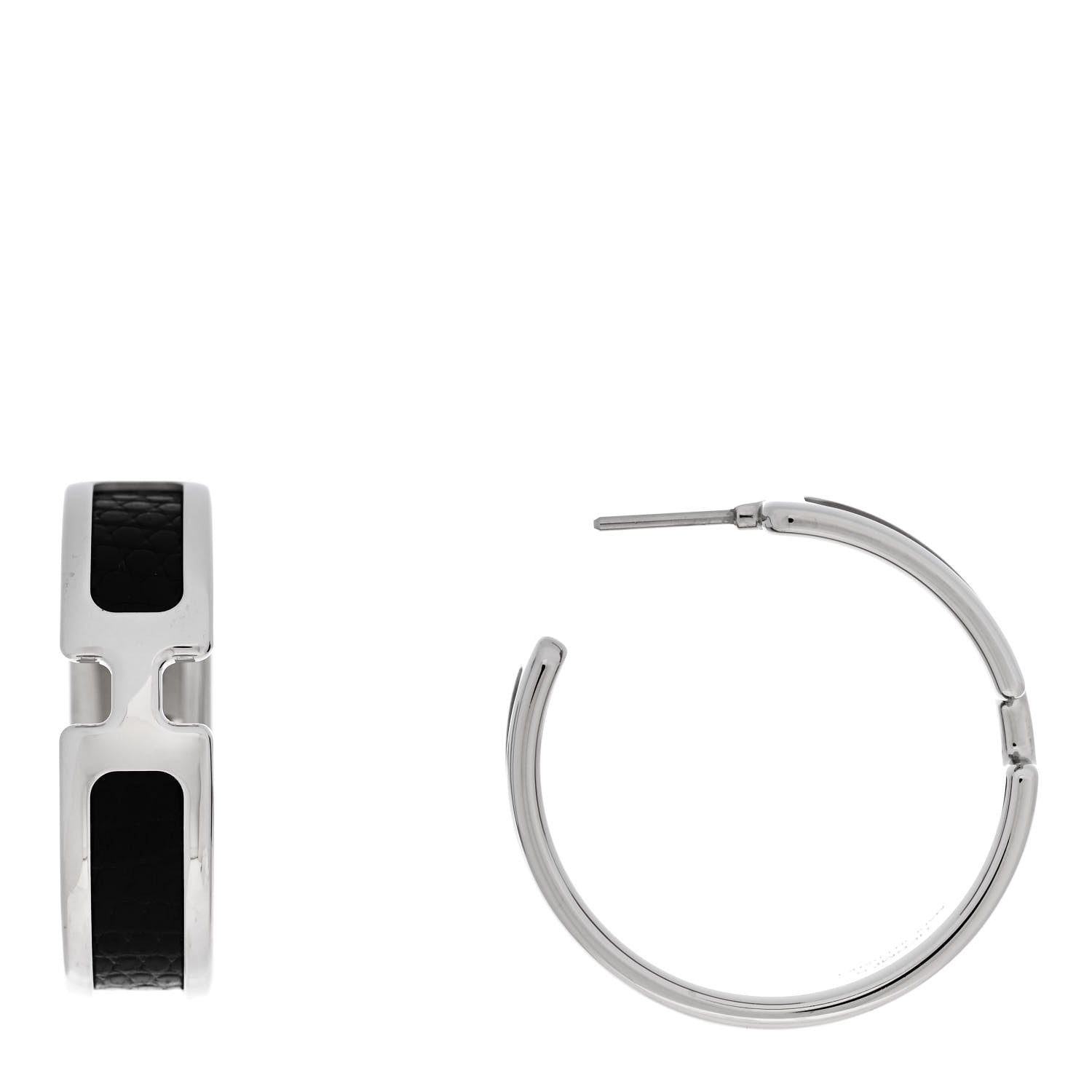 Hermes Lizard Olympe Earrings Black 1 of 4