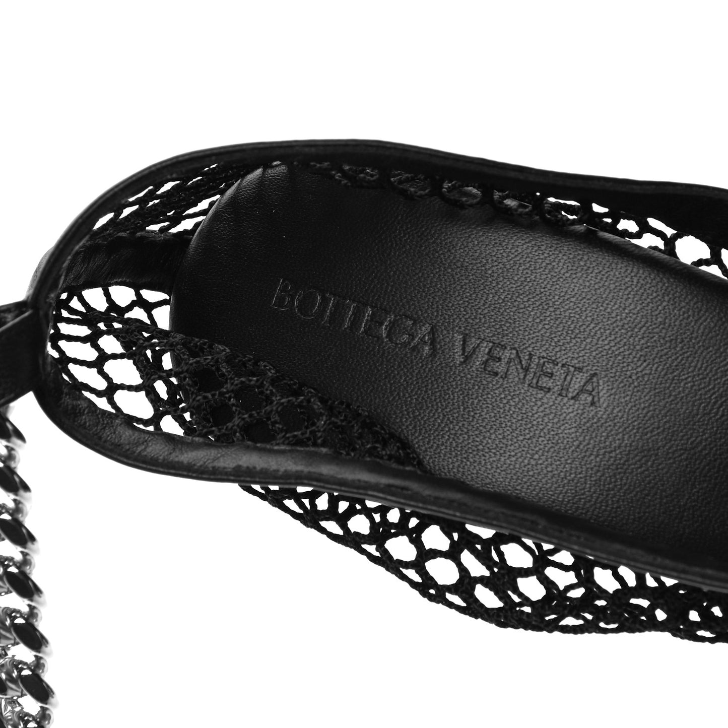 Mesh Nappa Chunky Chain Sandals 38.5 Black