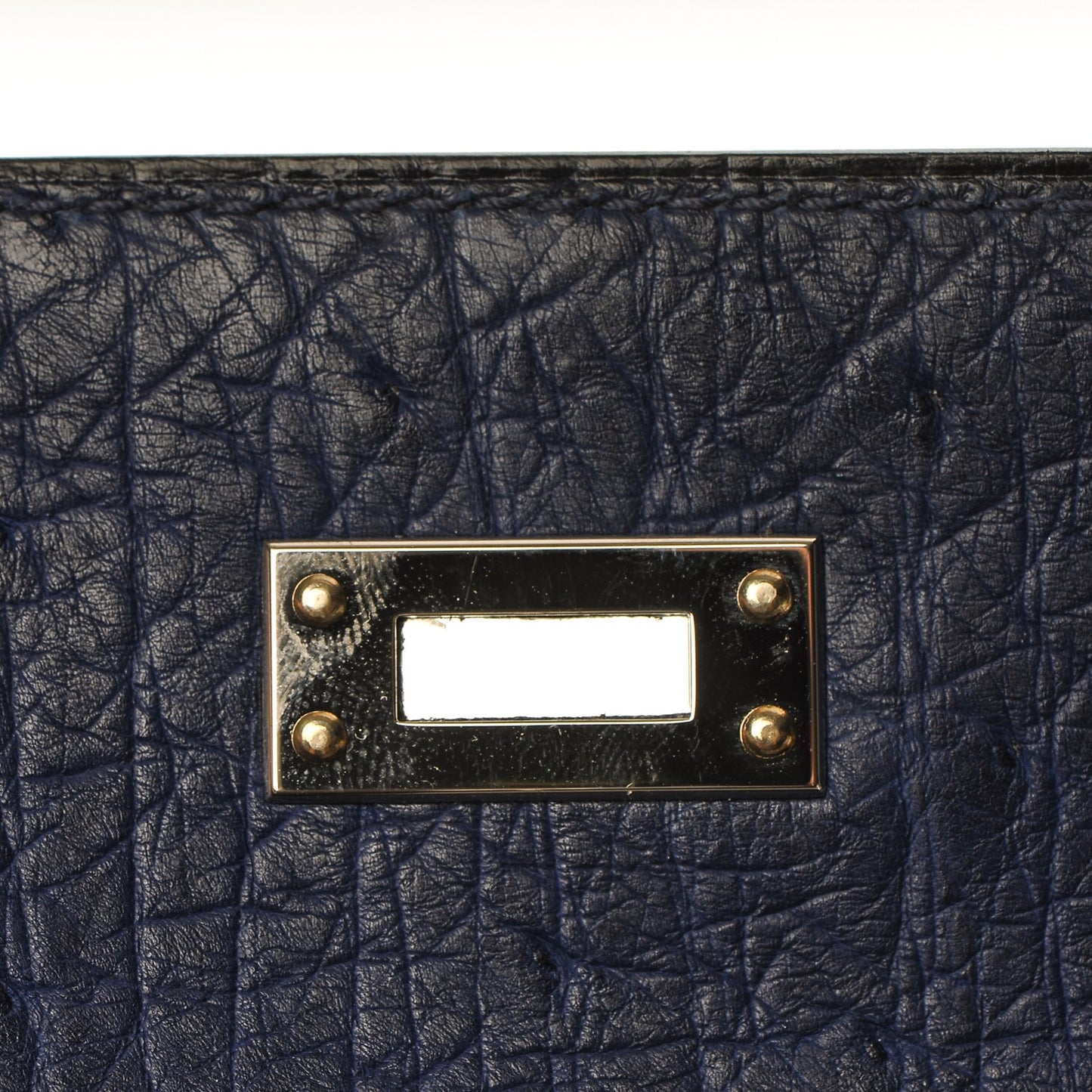 Ostrich Kelly Pochette Bleu Saphir