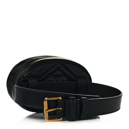 Gucci Calfskin Matelasse GG Marmont Belt Bag 95 38 Black 3 of 15
