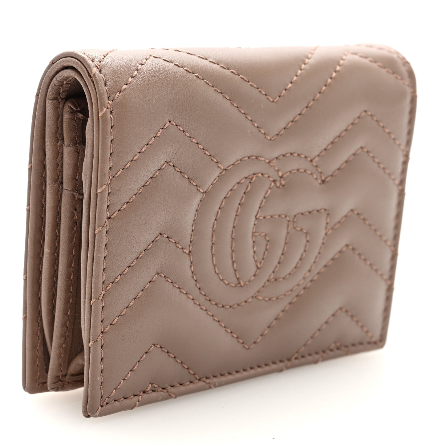 Calfskin Matelasse GG Marmont Card Case Wallet Porcelain Rose