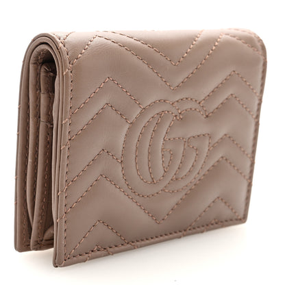 Gucci Calfskin Matelasse GG Marmont Card Case Wallet Porcelain Rose 3 of 6