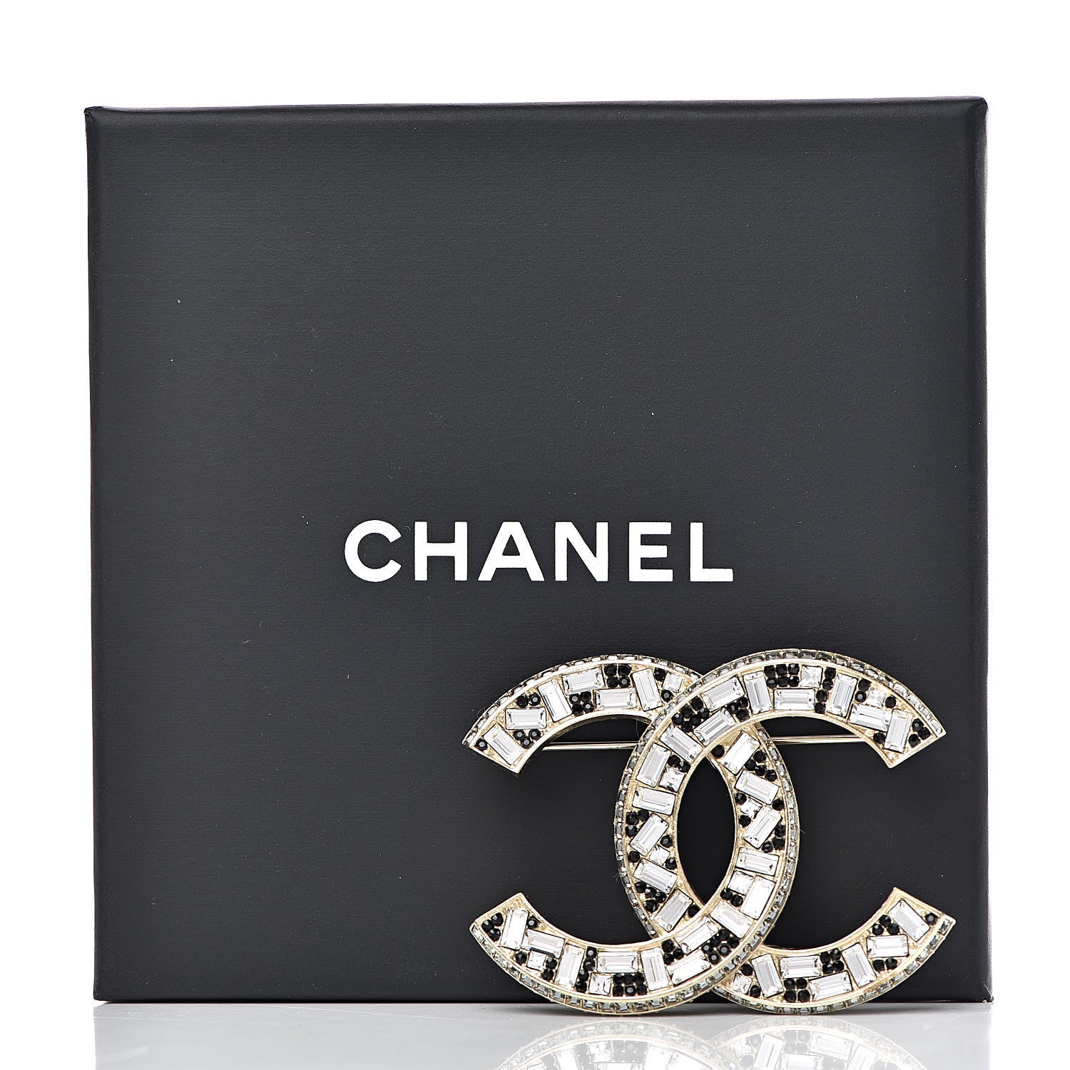 Chanel Baguette Crystal CC Brooch Gold Black 5 of 5