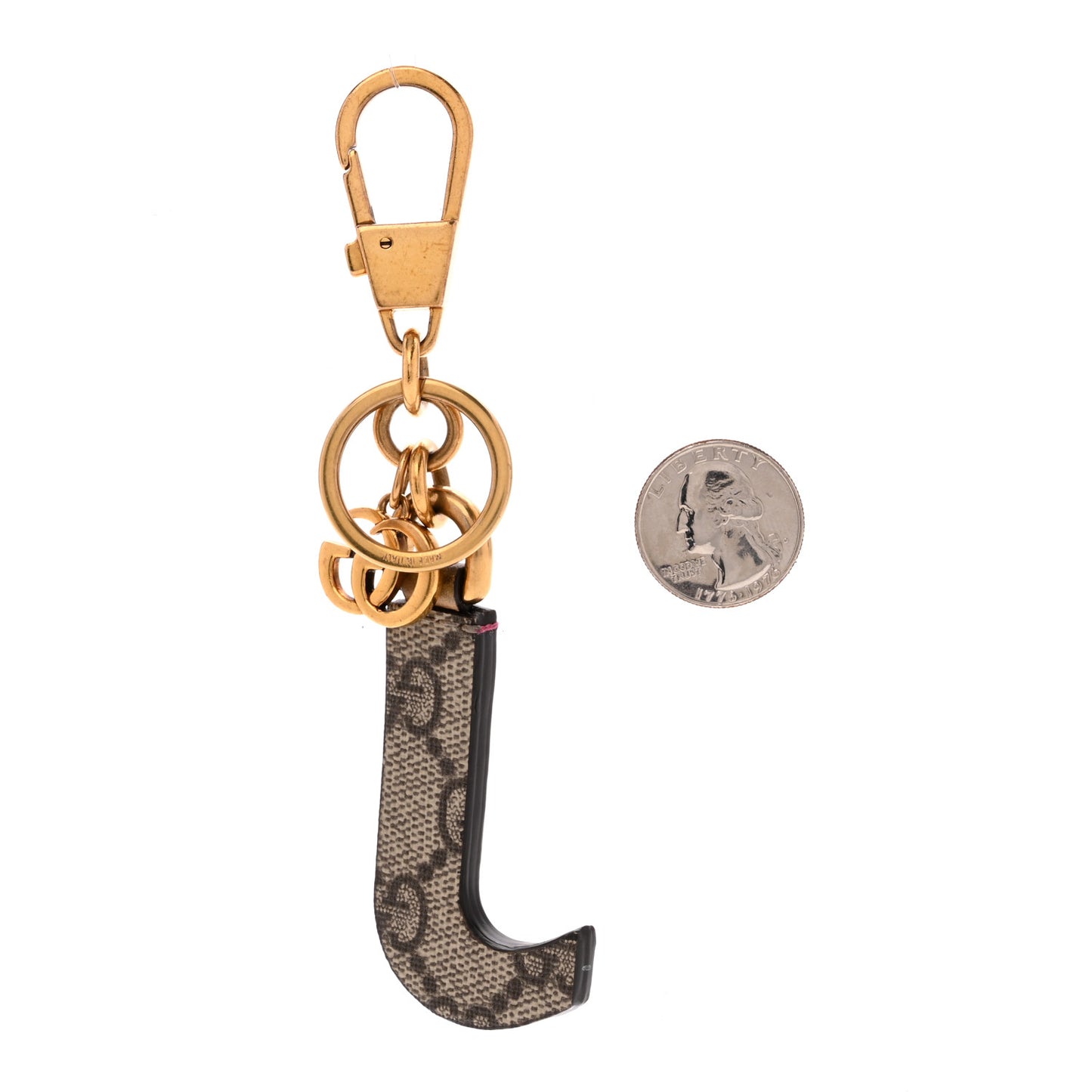 Calfskin Monogram Bi-Color Letter J Key Charm