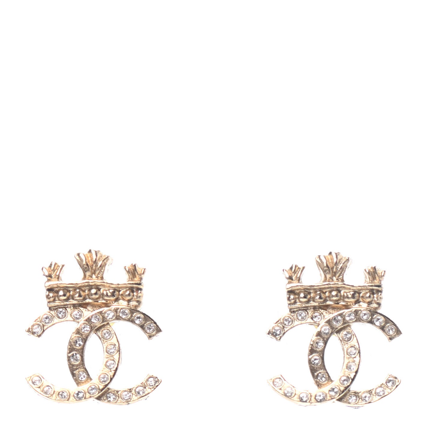Crystal CC Crown Earrings Gold