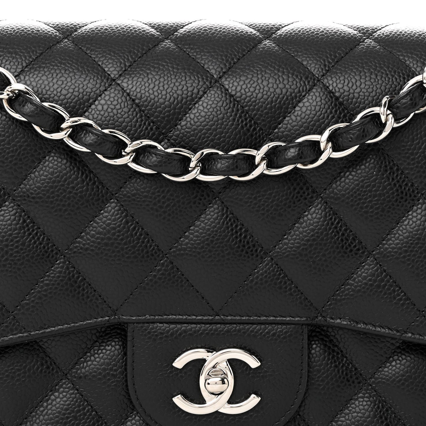 Caviar Quilted Jumbo Double Flap Black
