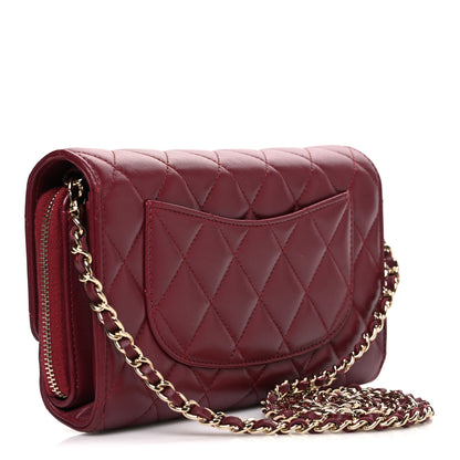 Chanel Lambskin Quilted Phone Holder Wallet on Removable Chain Burgundy 4 of 14