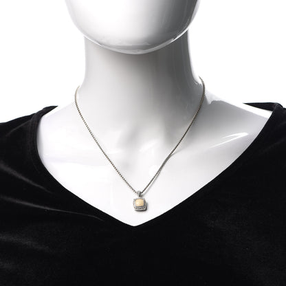 David Yurman Sterling Silver White Agate Diamond 7mm Petite Albion Pendant Necklace 2 of 5
