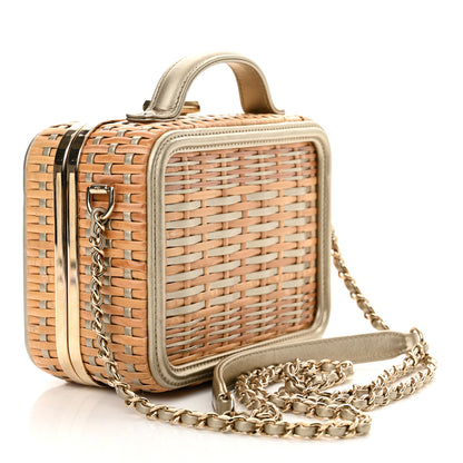 Chanel Raffia Calfskin Small CC Vanity Case Gold 3 of 12