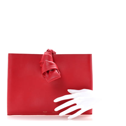 Celine Lambskin Knotted Clutch Bright Red Powder 2 of 6