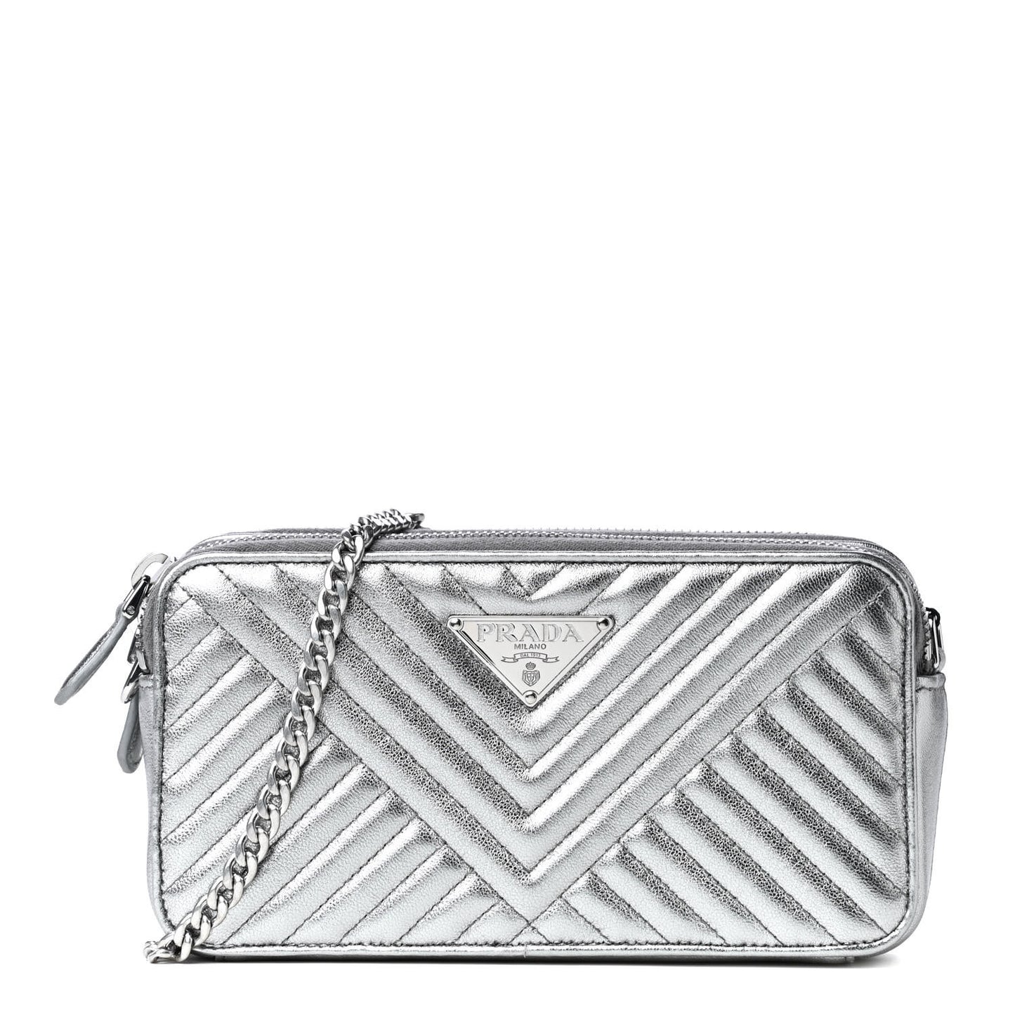 Metallic Nappa Quilted Mini Bag Cromo
