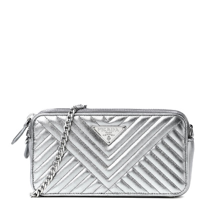 Prada Metallic Nappa Quilted Mini Bag Cromo 1 of 4