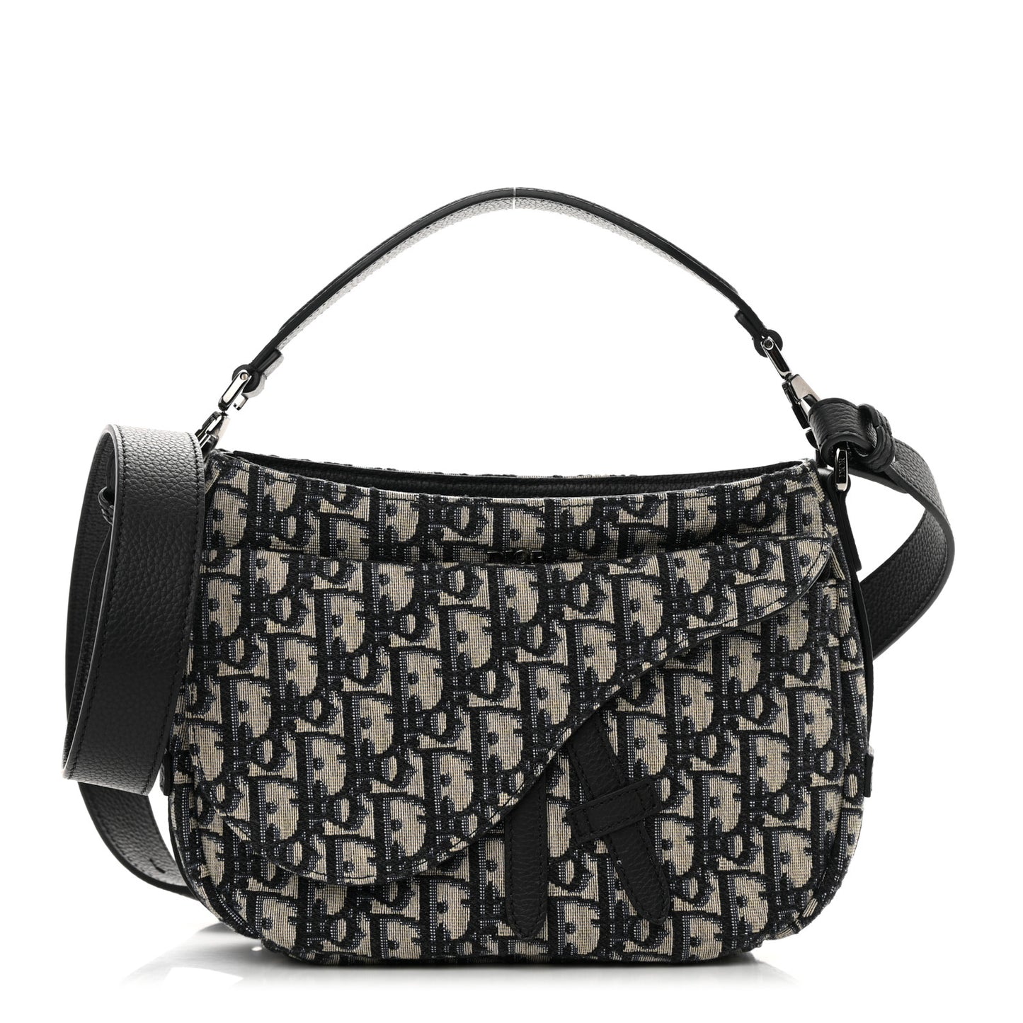 Oblique Mini Soft Saddle Bag Beige Black